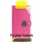 Wholesale Galaxy Note 8 Multi Pockets Folio Flip Leather Wallet Case with Strap (Hot Pink)